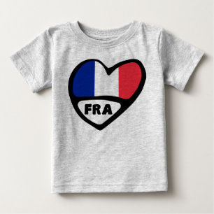 フランス国コード国旗のハート、FRA ベビーTシャツ