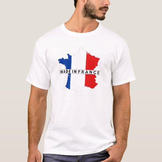 フランス国別地図フラグ製品ラベルで作成 Tシャツ (正面)