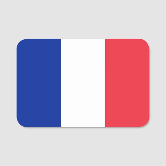 フランス国旗が付いた愛国的な名前タグ 名札 (正面)