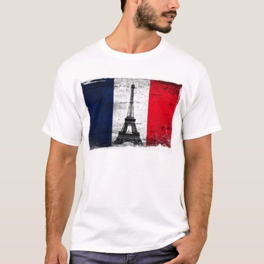 フランス国旗とエッフェルタワー Tシャツ (正面)