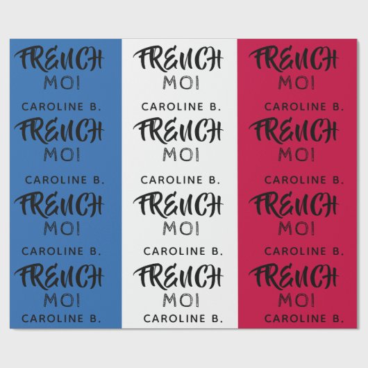 フランス国旗とモノグラム ラッピングペーパー (フラット)