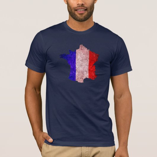 フランス国旗と地図 Tシャツ (正面)