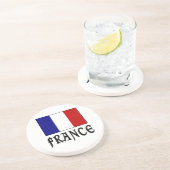 フランス国旗と文字 黒 コースター (側面)