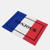 フランス国旗のカス文字デザインタマイズ可能なボンジュール ドアマット (アングル)