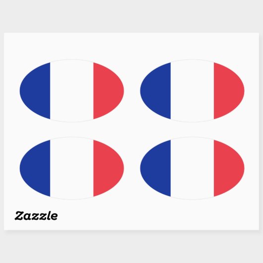 フランス国旗のデザイン 楕円形シール (シート)