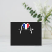 フランス国旗のハートビート ポストカード (スタンド正面)