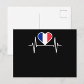 フランス国旗のハートビート ポストカード (正面/裏面)