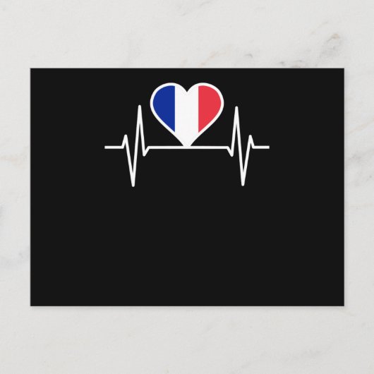 フランス国旗のハートビート ポストカード (正面)