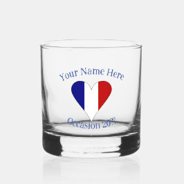 フランス国旗のハート型パーソナライズギフト ウイスキーグラス