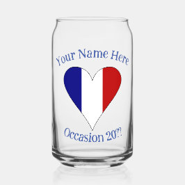 フランス国旗のハート型パーソナライズギフト ガラス缶