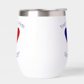 フランス国旗のハート型 青い カスタマイズ可能 (左面)
