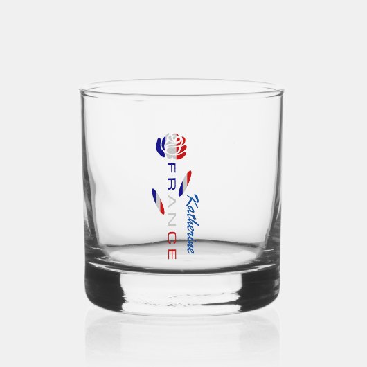 フランス国旗のバラの名入れ ウイスキーグラス (正面)