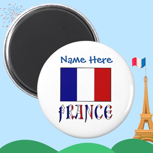 フランス国旗のブルーを使ったパーソナライズデザイン  マグネット