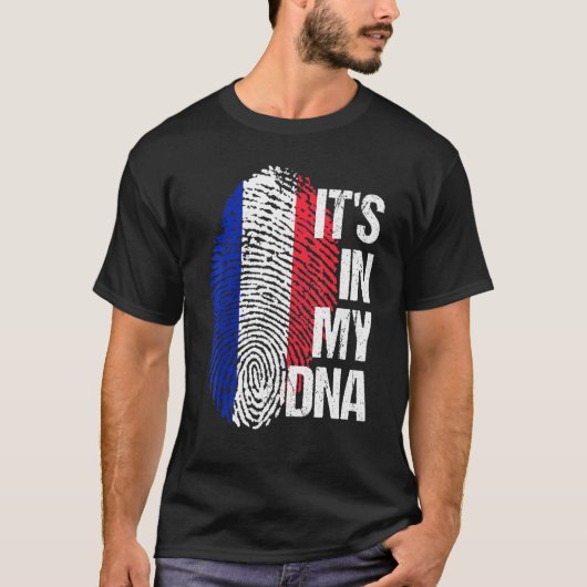 フランス国旗のホームハートルーツ指紋Dna Tシャツ (正面)