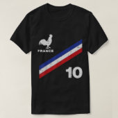 フランス国旗のルースター第10位サッカーファンの男女性 Tシャツ (デザイン正面)