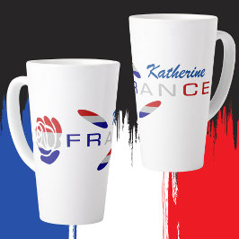 フランス国旗のローズパーソナライズ大型 カフェラテマグ