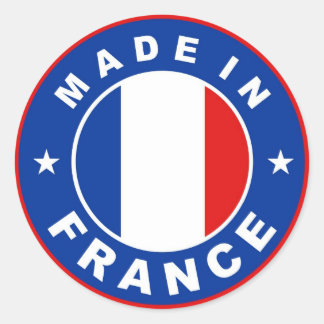 フランス国旗の丸スタンプで作られる ラウンドシール