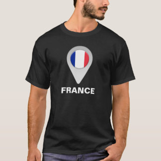 フランス国旗の位置アイコン Tシャツ