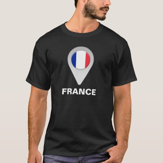 フランス国旗の位置アイコン Tシャツ (正面)