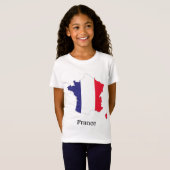 フランス国旗の地図おみやげデザイン Tシャツ (正面フル)