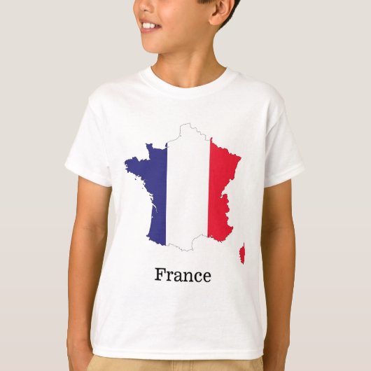 フランス国旗の地図おみやげデザイン Tシャツ (正面)