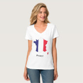フランス国旗の地図おみやげデザイン Tシャツ (正面フル)
