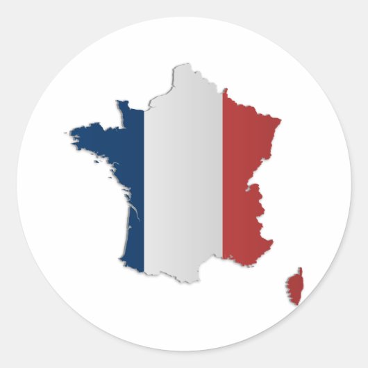 フランス国旗の地図 ラウンドシール (正面)