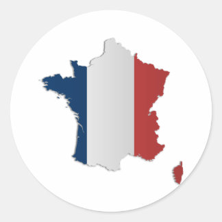 フランス国旗の地図 ラウンドシール
