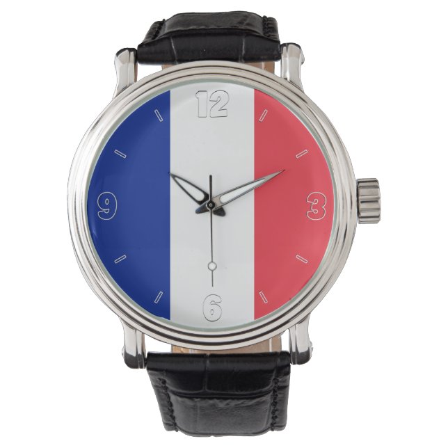 フランス国旗の愛国心 腕時計 (正面)