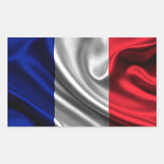 フランス国旗の織物 長方形シール (正面)