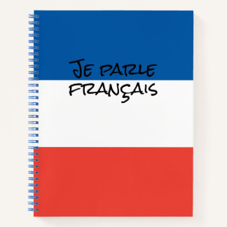 フランス国旗の色を使ったフランス語の言語デザイン ノートブック
