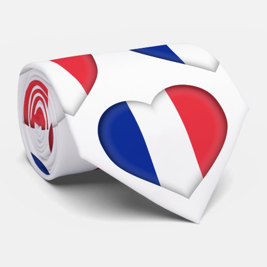 フランス国旗の色ハート模様ネックタイ ネクタイ (ロール)