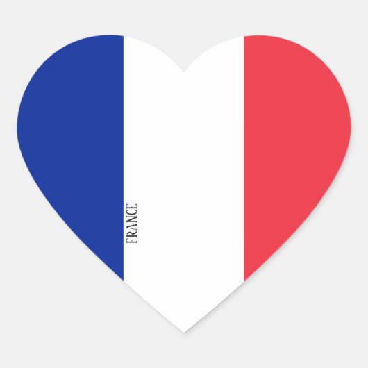 フランス国旗の輝かしい愛国心 ハートシール (正面)