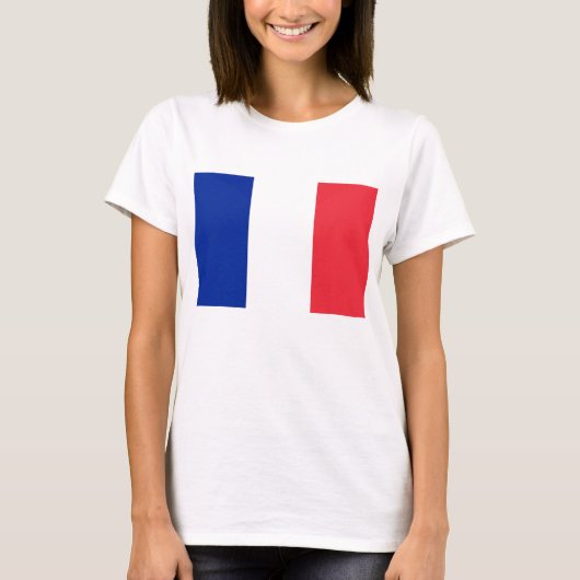 フランス国旗を持つ女性Tシャツ Tシャツ (正面)