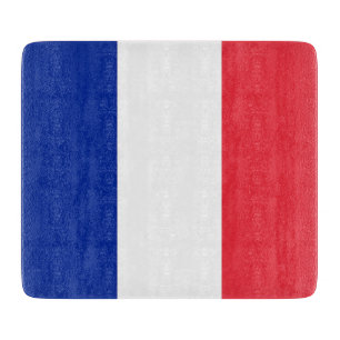 フランス国旗を持つ小さなガラス板 カッティングボード