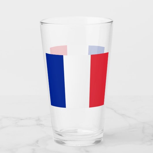 フランス国旗を持つ愛国的なガラス杯 タンブラーグラス (正面)