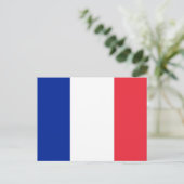 フランス国旗を掲げたはがき ポストカード (スタンド正面)