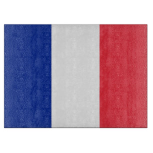 フランス国旗を掲げたガラス板 カッティングボード