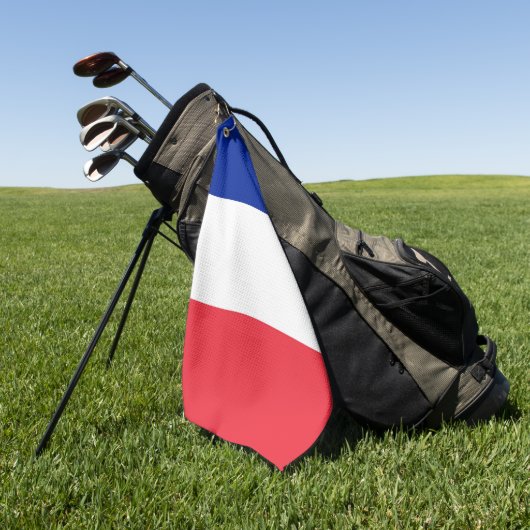 フランス国旗を掲げたゴルフタオル ゴルフタオル (グリーン)