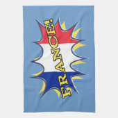 フランス国旗カポー漫画スタイルスター キッチンタオル (縦)