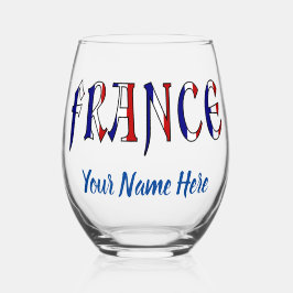 フランス国旗カラーのオーダーメイド ステムなしワイングラス