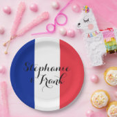 フランス国旗カラーの結婚式 ペーパープレート (パーティー)