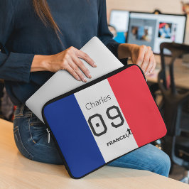 フランス国旗サッカー選手応援グッズ 名入れ ラップトップスリーブ