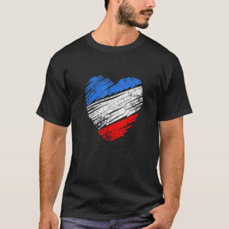 フランス国旗ハート形Aフランスのアイディア Tシャツ