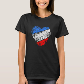 フランス国旗ハート形Aフランスのアイディア Tシャツ
