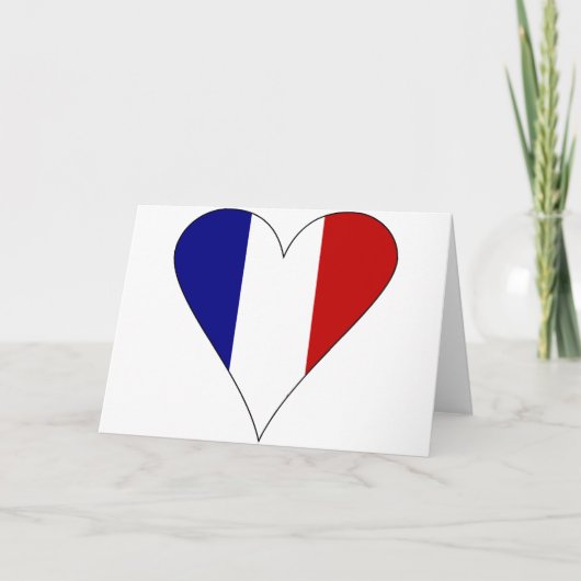 フランス国旗ハート モダン カード (正面)