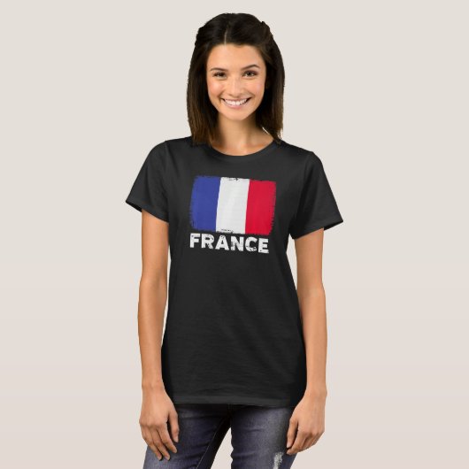 フランス国旗フランスので女性男性 Tシャツ (正面フル)