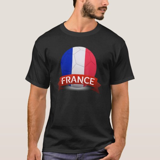 フランス国旗フランスのサッカーファンサッカーTe Tシャツ (正面)