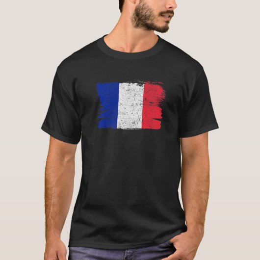 フランス国旗プライド友好プライド平和ヴィンテージR Tシャツ (正面)