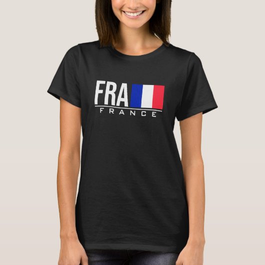 フランス国旗国際的国コードFraスポーツ Tシャツ (正面)